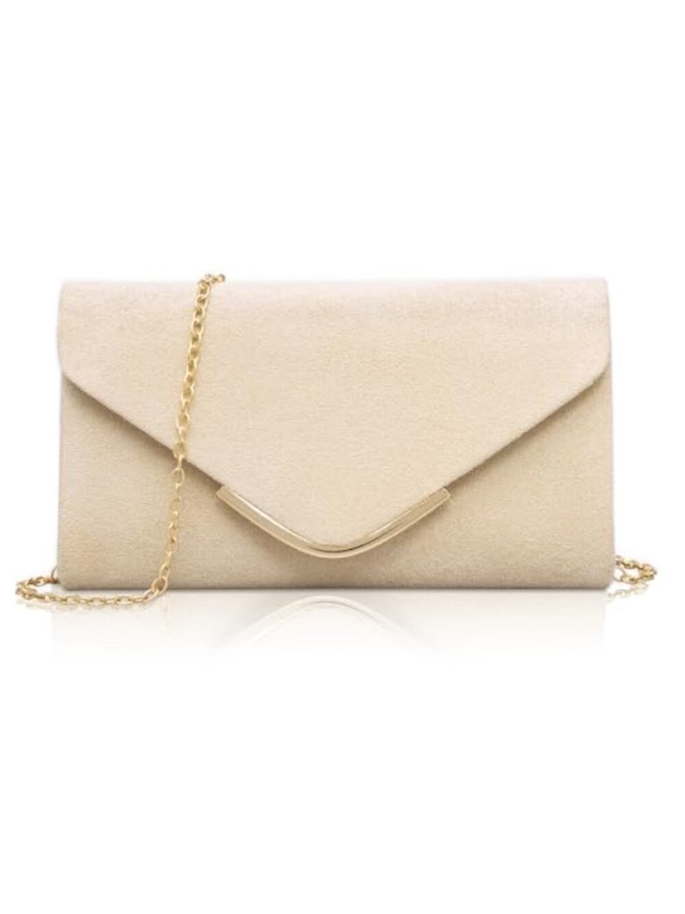 Vegan Suede Envelope Clutch with Detachable Chain Formal Evening Bag